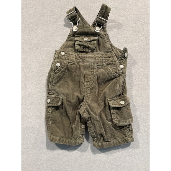 Old Navy Other - Old Navy Baby Boys Olive Green Corduroy Cargo Overalls 0-3 Months Utility Bibs